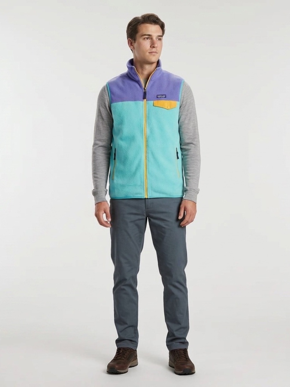 EUC Patagonia Synchilla Snap-T Fleece Vest Womens Mens Medium Blue Colorblock - Picture 12 of 12